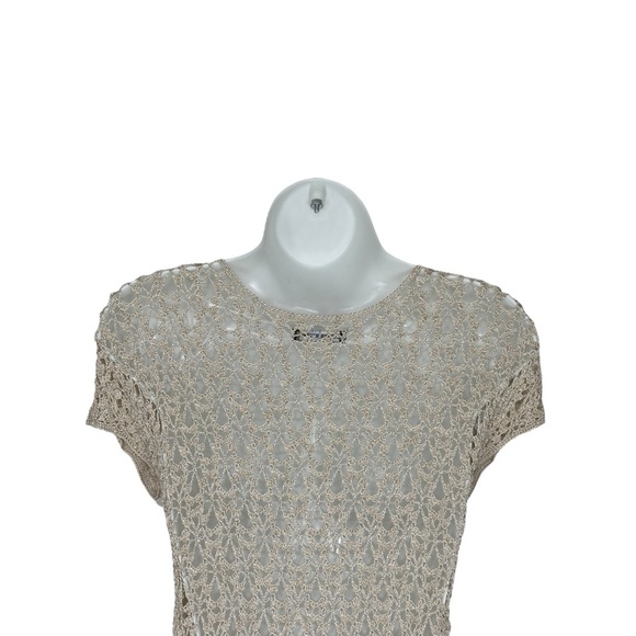 Dunnes Stores Beige Crocheted Beaded Tasseled Open Front Cardigan Medium - Picture 5 of 12